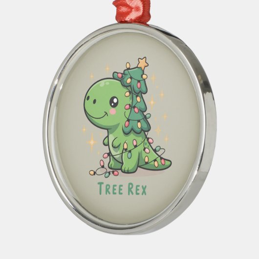 Kerst Dinosaur Light Party Funny Tree Rex Metalen Ornament (Links)
