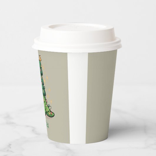 Kerst Dinosaur Light Party Funny Tree Rex Papieren Bekers (Links)