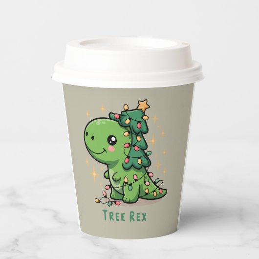 Kerst Dinosaur Light Party Funny Tree Rex Papieren Bekers (Voorkant)