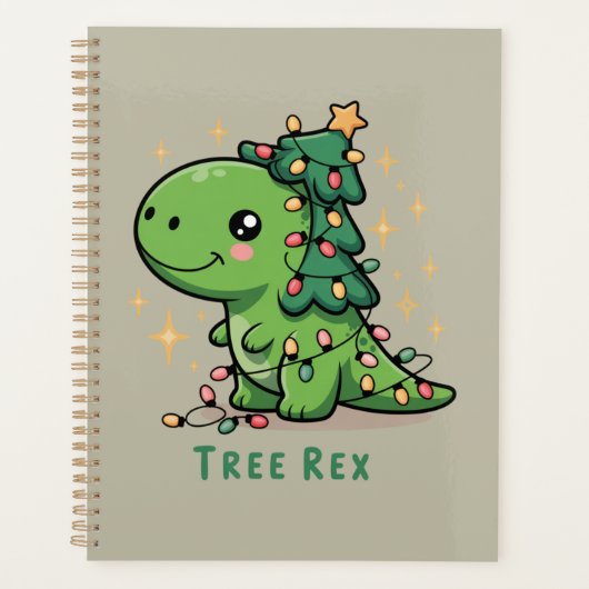 Kerst Dinosaur Light Party Funny Tree Rex Planner (Voorkant)