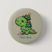 Kerst Dinosaur Light Party Funny Tree Rex Ronde Button 5,7 Cm (Voorkant)