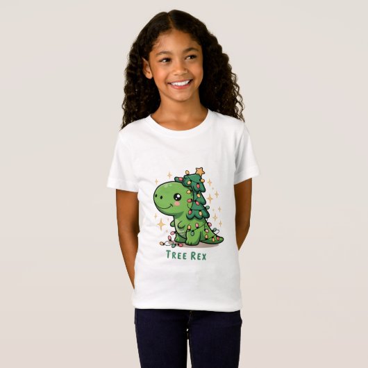 Kerst Dinosaur Light Party Funny Tree Rex T-shirt (Voorkant volledig)