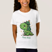 Kerst Dinosaur Light Party Funny Tree Rex T-shirt (Voorkant)