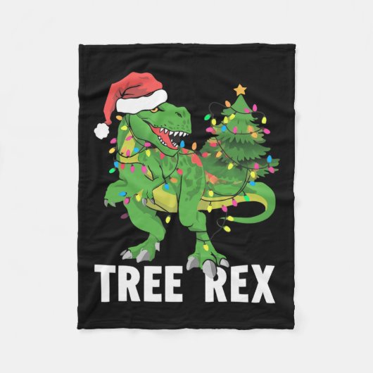 Kerst Dinosaur Tree Rex Xmas Trex Pyjama Mannen Fleece Deken (Voorkant)