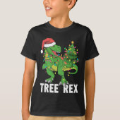 Kerst Dinosaur Tree Rex Xmas Trex Pyjama Mannen T-shirt (Voorkant)