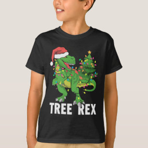 Kerst Dinosaur Tree Rex Xmas Trex Pyjama Mannen T-shirt