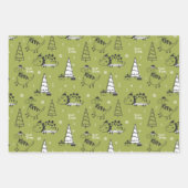 Kerst Dinosauriërs Inpakpapier Set van 3 Vel (Voorkant 3)
