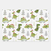 Kerst Dinosauriërs Inpakpapier Set van 3 Vel (Voorkant 2)