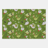 Kerst Dinosauriërs Inpakpapier Set van 3 Vel (Voorkant)