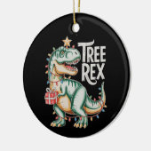 Kerst Dinosaurus Boom T Rex Xmas Verlichting Vakan Keramisch Ornament (Links)