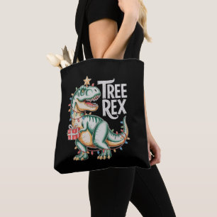 Kerst Dinosaurus Boom T Rex Xmas Verlichting Vakan Tote Bag