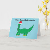 Kerst Dinosaurus Brontosaurus Grappig personaliser Kaart (Gele Bloem)