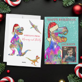 Kerst Dinosaurus Custom Foto Feestdagenkaart
