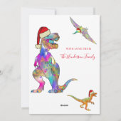 Kerst Dinosaurus Custom Foto Feestdagenkaart (Achterkant)