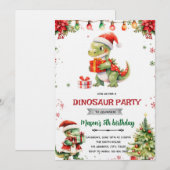 Kerst dinosaurus feest uitnodiging (Voorkant / Achterkant)