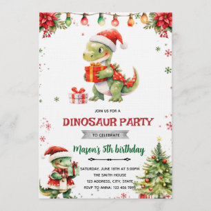Kerst dinosaurus feest uitnodiging