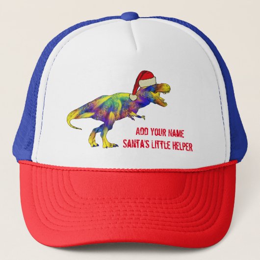 Kerst Dinosaurus Grappig Kerstman Quote Trucker Pet (Voorkant)