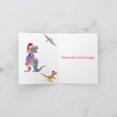 Kerst Dinosaurus Kinder Foto Feestdagen Kaart (Binnen)