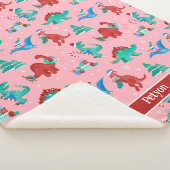 Kerst Dinosaurus Kinder Fun Holiday gepersonalisee Sherpa Deken (3/4)