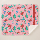 Kerst Dinosaurus Kinder Fun Holiday gepersonalisee Sherpa Deken (Voorkant (horizontaal))