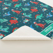Kerst Dinosaurus Kinder Fun Holiday gepersonalisee Sherpa Deken (3/4)