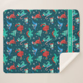 Kerst Dinosaurus Kinder Fun Holiday gepersonalisee Sherpa Deken (Voorkant (horizontaal))