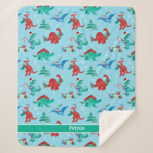 Kerst Dinosaurus Kinder Fun Holiday gepersonalisee Sherpa Deken