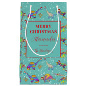 Kerst Dinosaurus Patroon Gepersonaliseerd Klein Cadeauzakje (Voorkant)