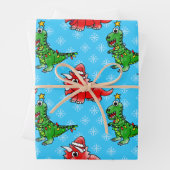 Kerst Dinosaurus Patroon T-Rex Triceratops Inpakpapier Vel (In situ)