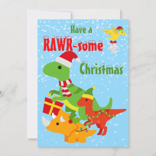 Kerst Dinosaurus Rawr-some Flat Kaart (Voorkant)