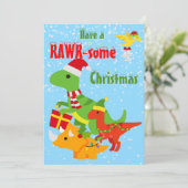 Kerst Dinosaurus Rawr-some Flat Kaart (Staand voorkant)