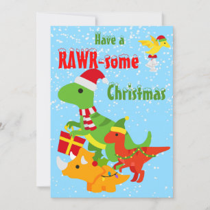 Kerst Dinosaurus Rawr-some Flat Kaart
