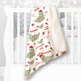 Kerst Dinosaurus Santasaurus Naam Baby Sherpa Deken