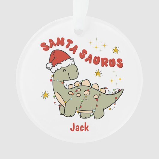 Kerst Dinosaurus Santasaurus Naam Schattige Ornament (voorkant)