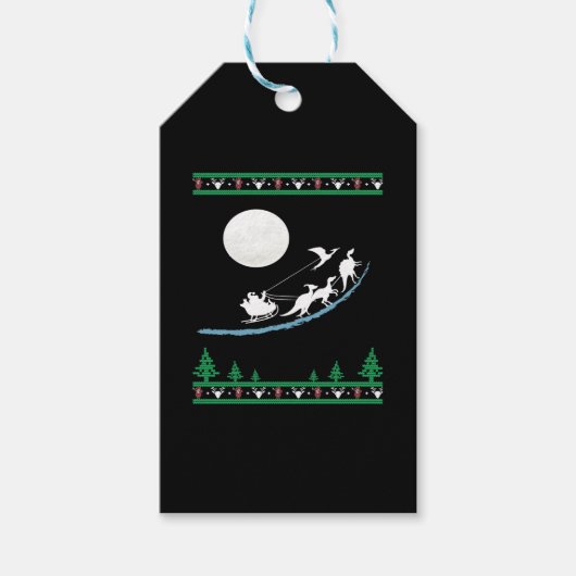 Kerst Dinosaurus Sleigh Ride Shirt Xmas T-Rex CH Cadeaulabel (Voorkant)