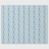 Kerst Dinosaurus T-Rex Gepersonaliseerde Boy Blue Cadeaupapier (Vlak)