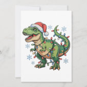 Kerst Dinosaurus T Rex Merry Xmas Lights Santa Feestdagenkaart (Voorkant)