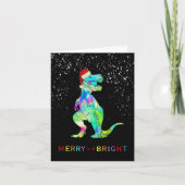 Kerst Dinosaurus T-Rex Vrolijk en helder Feestdagen Kaart (Voorkant)
