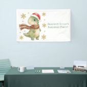 Kerst Dinosaurus Verjaardagsfeestje Spandoek (Beurs)