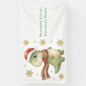 Kerst Dinosaurus Verjaardagsfeestje Spandoek (Verticaal)