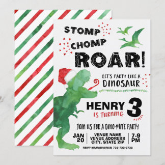 Kerst Dinosaurus Verjaardagsuitnodiging Kaart