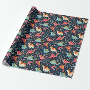 Kerst Dinosaurus Wrapping Paper Roll Cadeaupapier