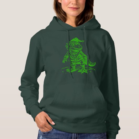 Kerst Dinosaurussen T-Rex Hoodie (Voorkant)