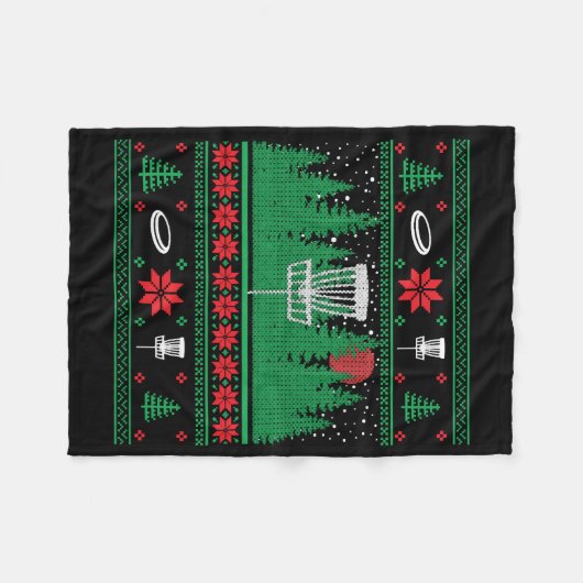 Kerst Disc Golf Frisbee Lelijke Kerstmis Xmas Fleece Deken (Voorkant (Horizontaal))