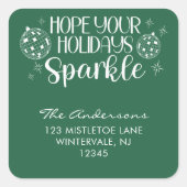 Kerst Disco Bal Envelope Seal Retouradres Vierkante Sticker (Voorkant)