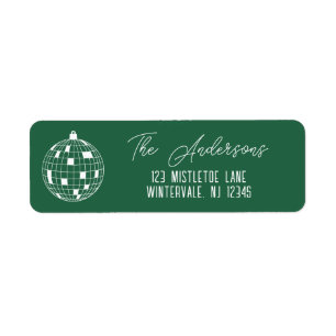 Kerst Disco Bal Groen & Wit Retouradres Etiket