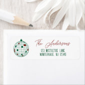 Kerst Disco Bal Groen & Wit Retouradres Etiket (Insitu)