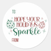 Kerst Disco Ballen Naar Van Geschenk Ronde Sticker (Voorkant)