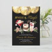 Kerst Disco Cocktail Feest Kaart (Staand voorkant)