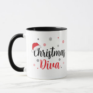 Kerst Diva Kerstmannetje Hoed Modern Schrift Mok